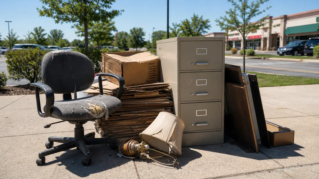 Pile of household junk collected for removal in Warwick, RI